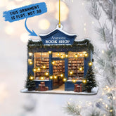 MAPrints Personalized Christmas Bookstore Ornament, Bookshop 2024 Christmas Tree Decorations, Bookshop for Book Lovers Librarian Book Club Ornament, 2D Flat Acrylic Bookstore Stacked Ornament (BS 2)